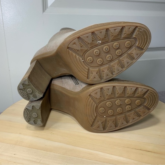 RUDSAK Ankle Heeled Booties Distressed Tan Leather Fleeced sz 38 Winter Boots - Picture 12 of 14